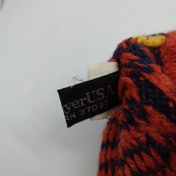 Obermeyer USA wool knit ski beanie orange and blue - Picture 4 of 7